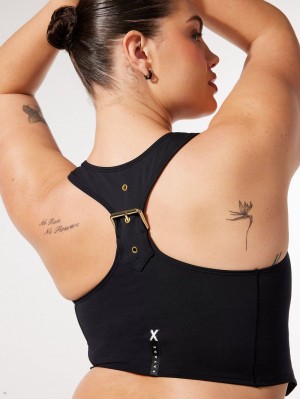 Savage X Fenty Body Flaunt Racerback Buckle Tank Black USA | 754-IWXMLJ