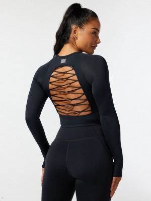 Savage X Fenty Lace Up Open-Back Long-Sleeve Black USA | 978-YKDLHR