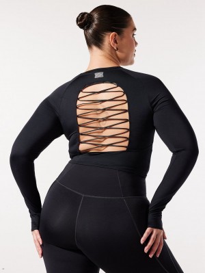 Savage X Fenty Lace Up Open-Back Long-Sleeve Black USA | 763-XWDYTF