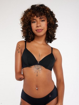 Savage X Fenty New Microfiber Plunge Black USA | 247-ECBXUI