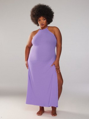 Savage X Fenty Rib Xssentials Maxi Slip Purple USA | 579-XQTBHO