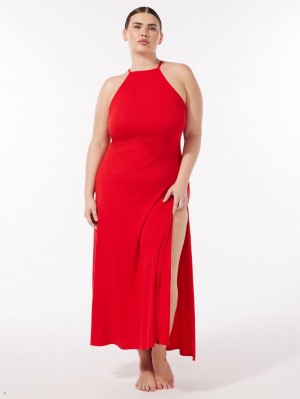 Savage X Fenty Rib Xssentials Maxi Slip Red USA | 623-OJWIHR