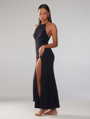 Savage X Fenty Rib Xssentials Maxi Slip Black USA | 750-JWCEIF