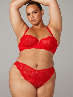 Savage X Fenty Romantic Corded Lace Unlined Red USA | 410-CERDZG