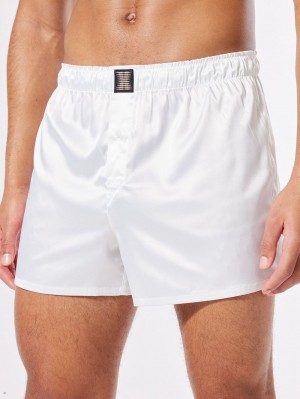 Savage X Fenty Satin Boxers White USA | 486-OETNPG