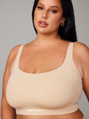 Savage X Fenty Seamless Scoop-Neck Beige USA | 719-BQNDAT