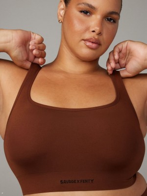 Savage X Fenty Seamless Scoop-Neck Brown USA | 418-GBFTJH