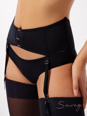 Savage X Fenty See Thru U Garter Belt Black USA | 018-QSIEOH