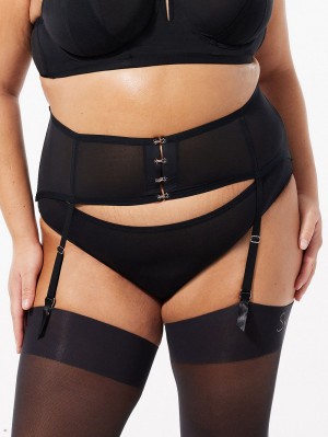 Savage X Fenty See Thru U Garter Belt Black USA | 958-CSWGJD