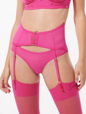 Savage X Fenty See Thru U Garter Belt Pink USA | 365-IYKWGV