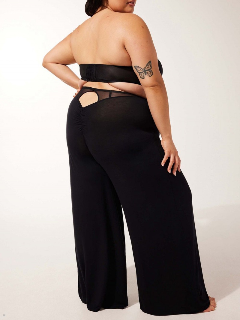 Savage X Fenty Aqua Hour Wide-Leg Black USA | 259-VEAZDF