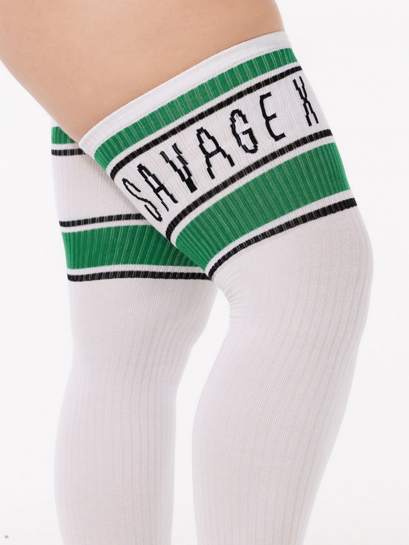 Savage X Fenty Classix Thigh-High White Green USA | 126-JVQDBL