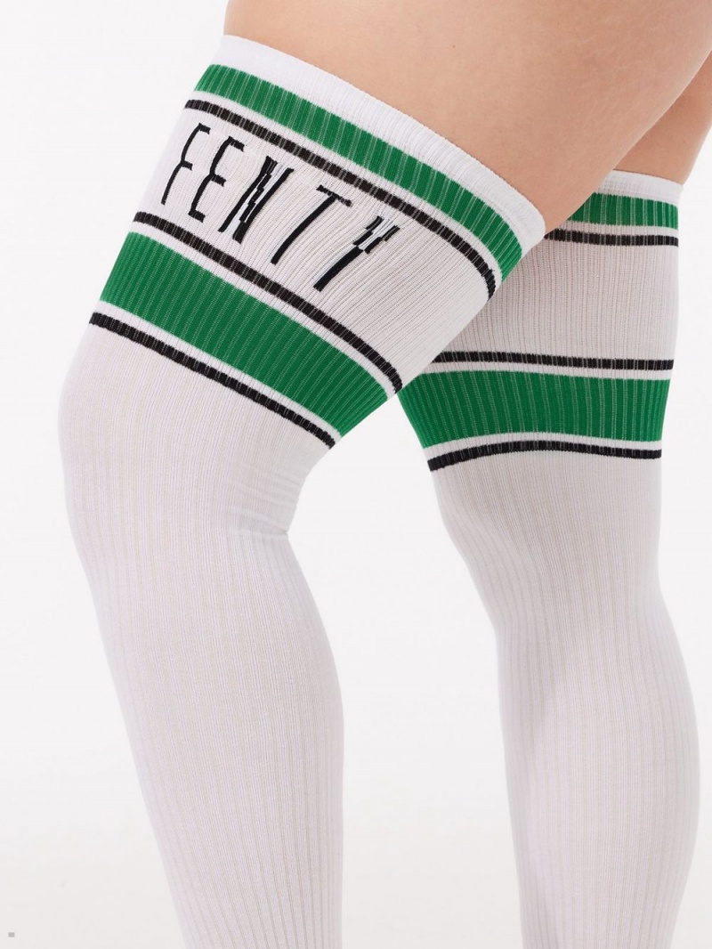 Savage X Fenty Classix Thigh-High White Green USA | 126-JVQDBL