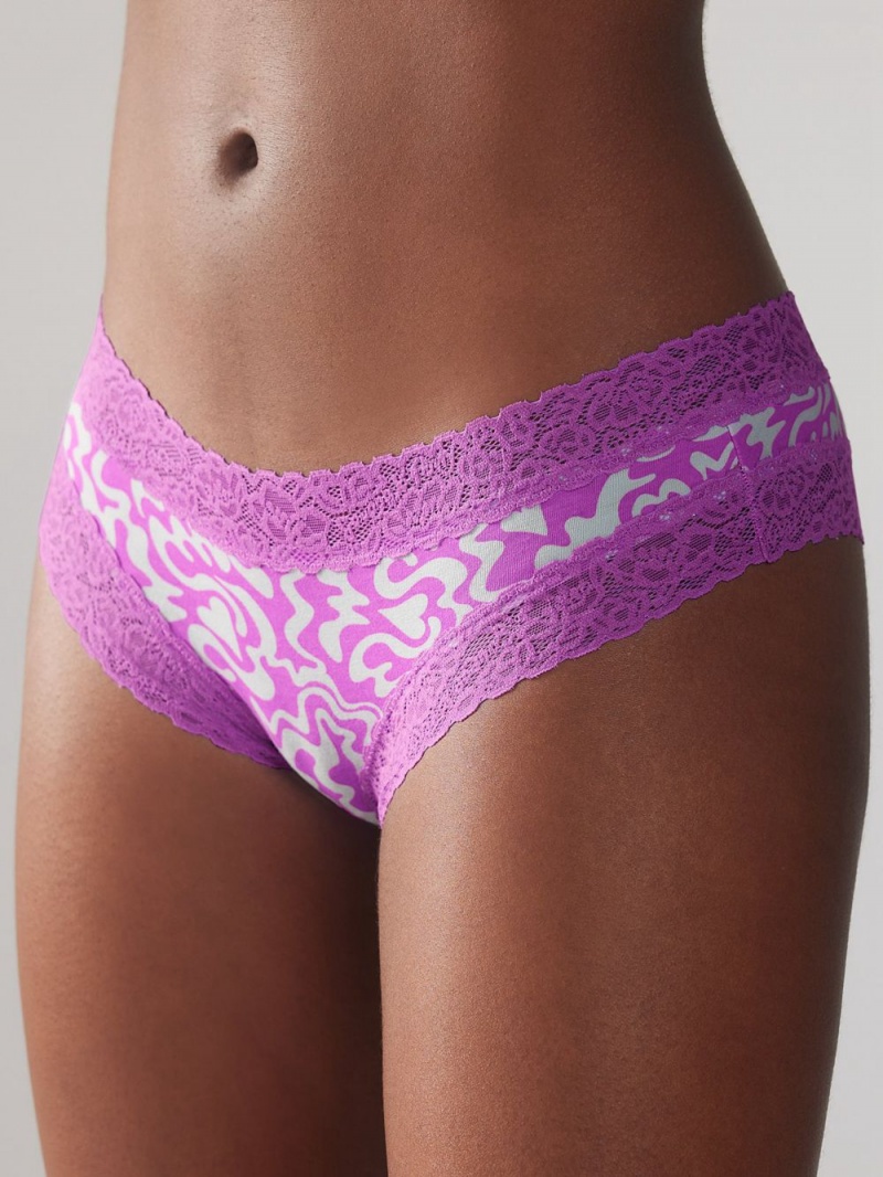 Savage X Fenty Cotton Essentials Lace-Trim Purple USA | 615-XQGMPH