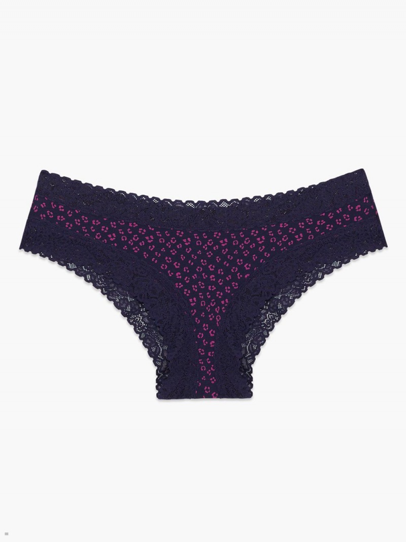 Savage X Fenty Cotton Essentials Lace-Trim Navy USA | 320-TXJMGI