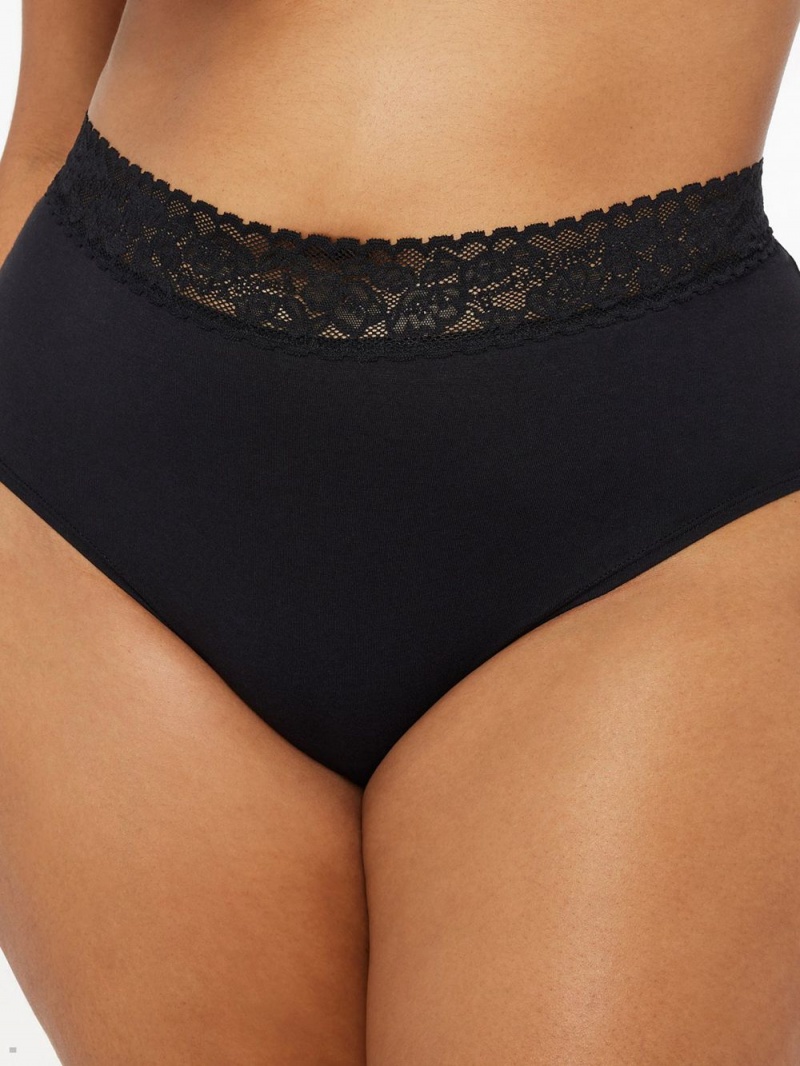 Savage X Fenty Cotton Essentials Lace-Trim Black USA | 380-VYRPSA