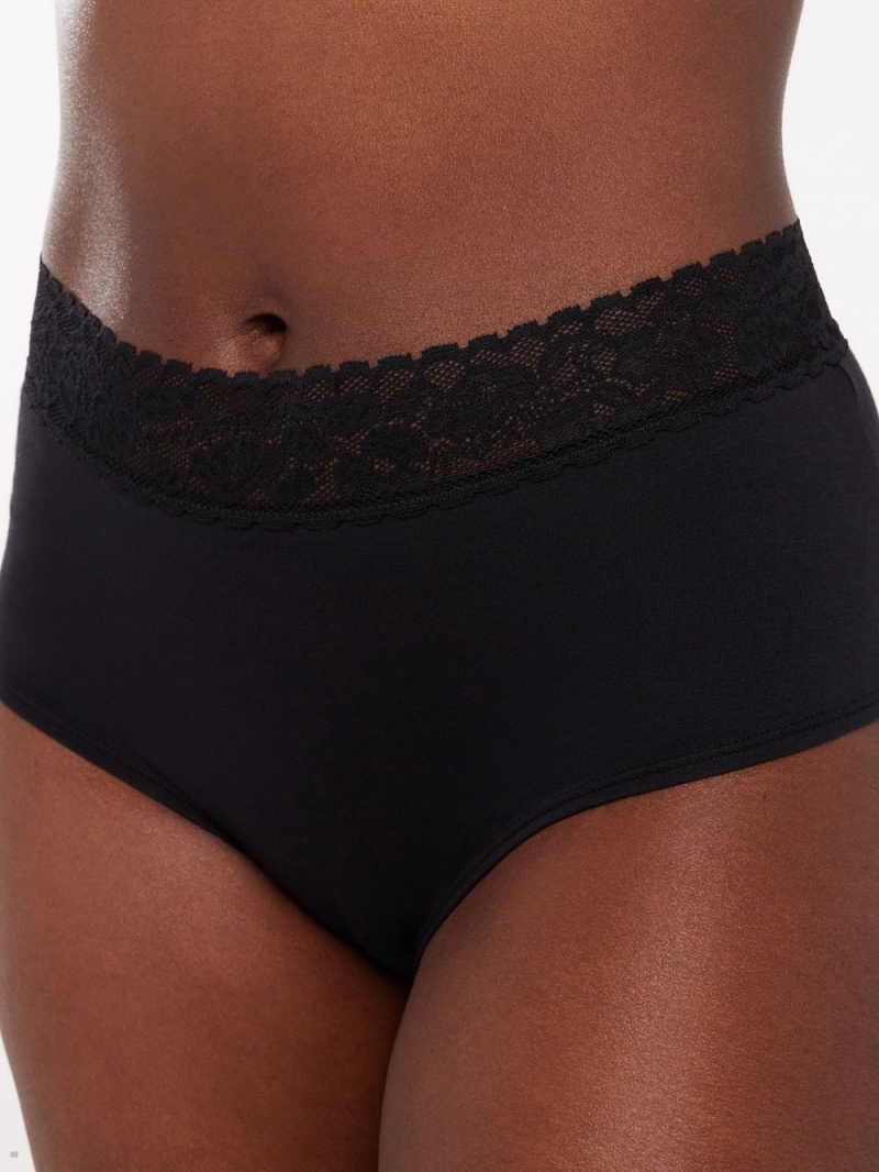 Savage X Fenty Cotton Essentials Lace-Trim Black USA | 725-VIJRFK