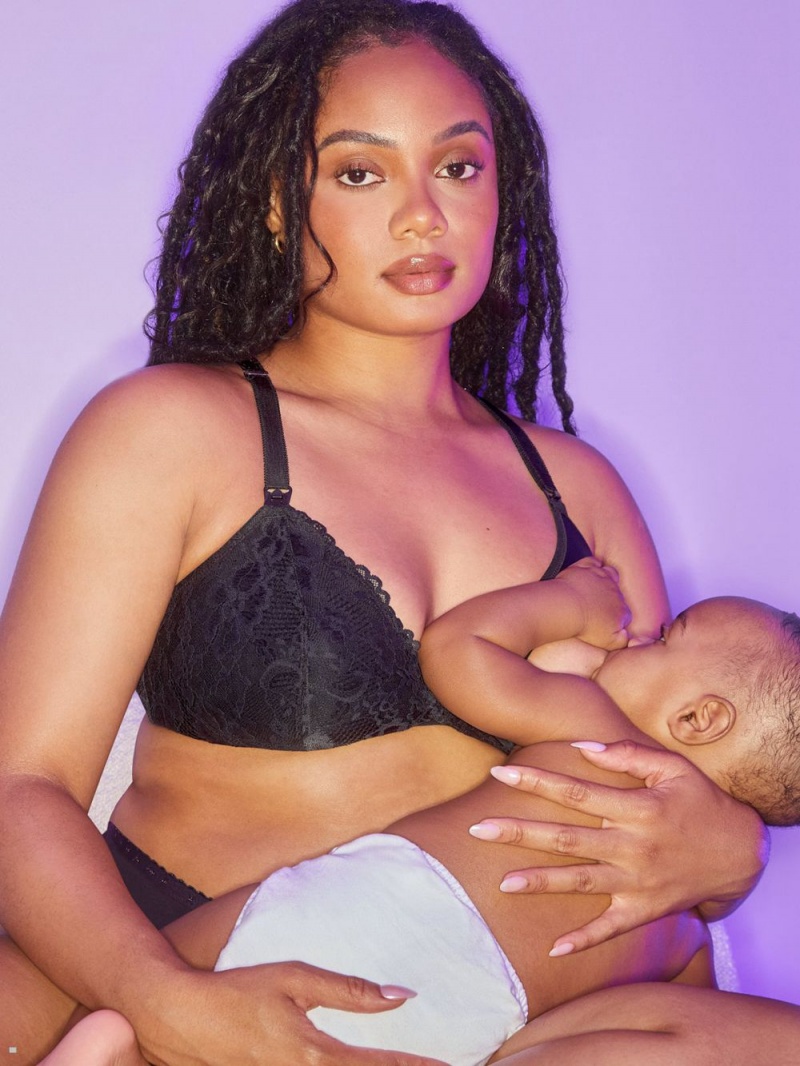 Savage X Fenty Floral Lace Maternity Black USA | 328-MSENKR