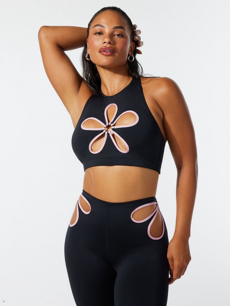 Savage X Fenty Flower Pop Cutout Tank Black USA | 743-TRIXEW