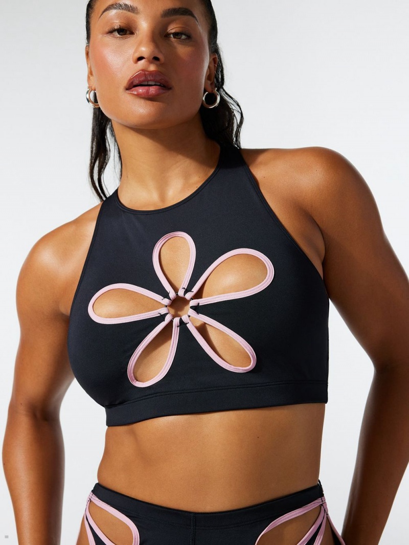 Savage X Fenty Flower Pop Cutout Tank Black USA | 743-TRIXEW