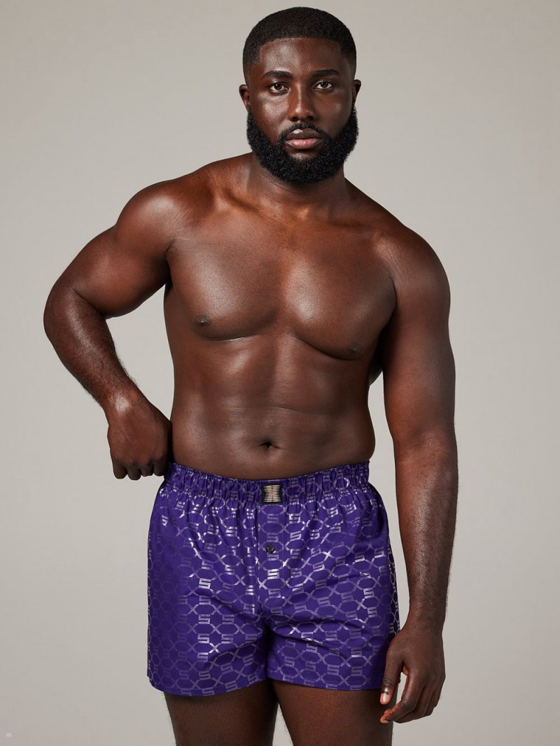 Savage X Fenty Knight Shift Cotton Boxers Purple USA | 641-FGPNBR