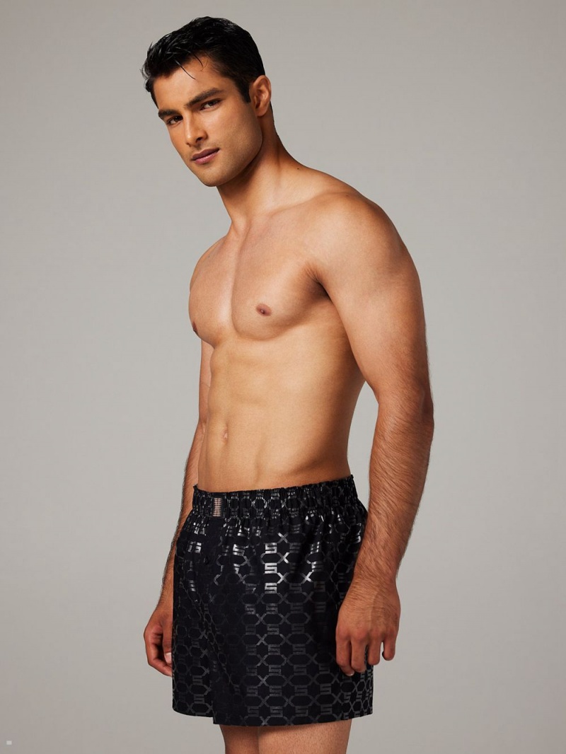 Savage X Fenty Knight Shift Cotton Boxers Black USA | 092-FEGKBJ