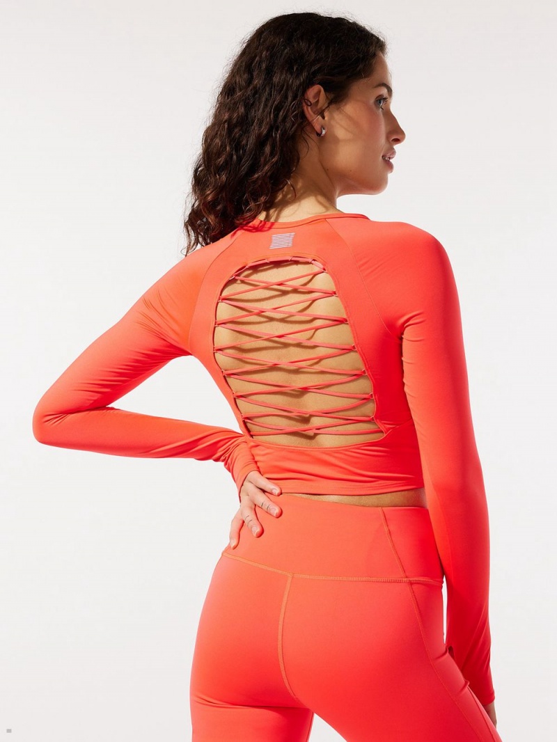 Savage X Fenty Lace Up Open-Back Long-Sleeve Red USA | 506-PEQOXV