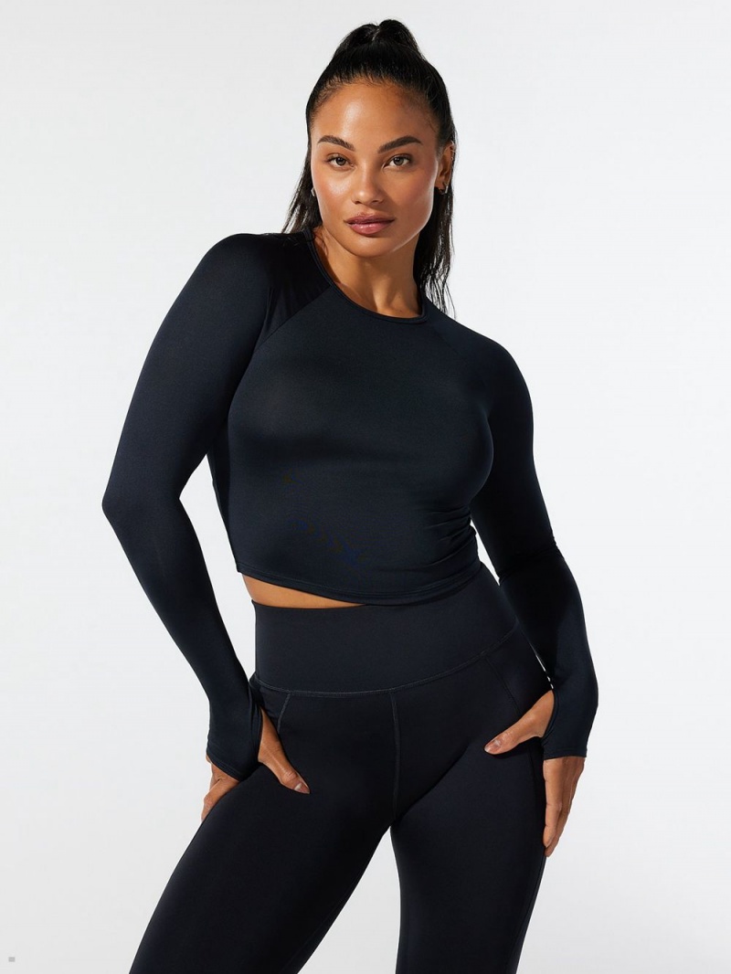 Savage X Fenty Lace Up Open-Back Long-Sleeve Black USA | 978-YKDLHR