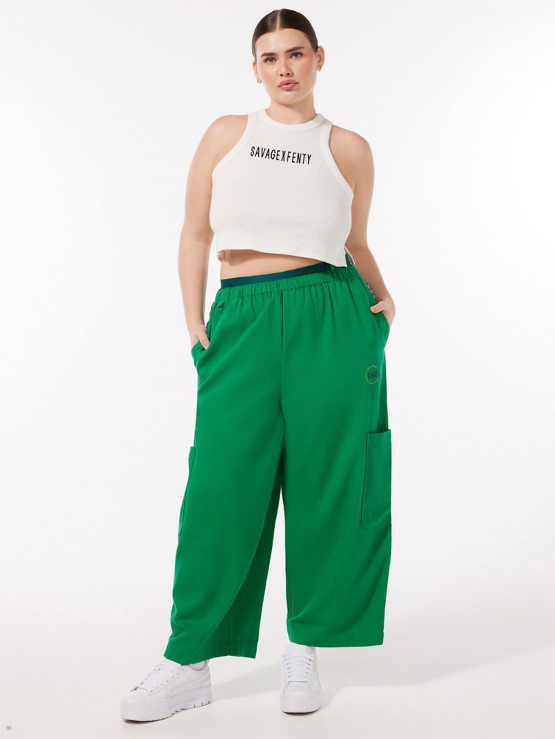 Savage X Fenty Leisure X Logo-Trim Oversized Green USA | 967-DGKTQN