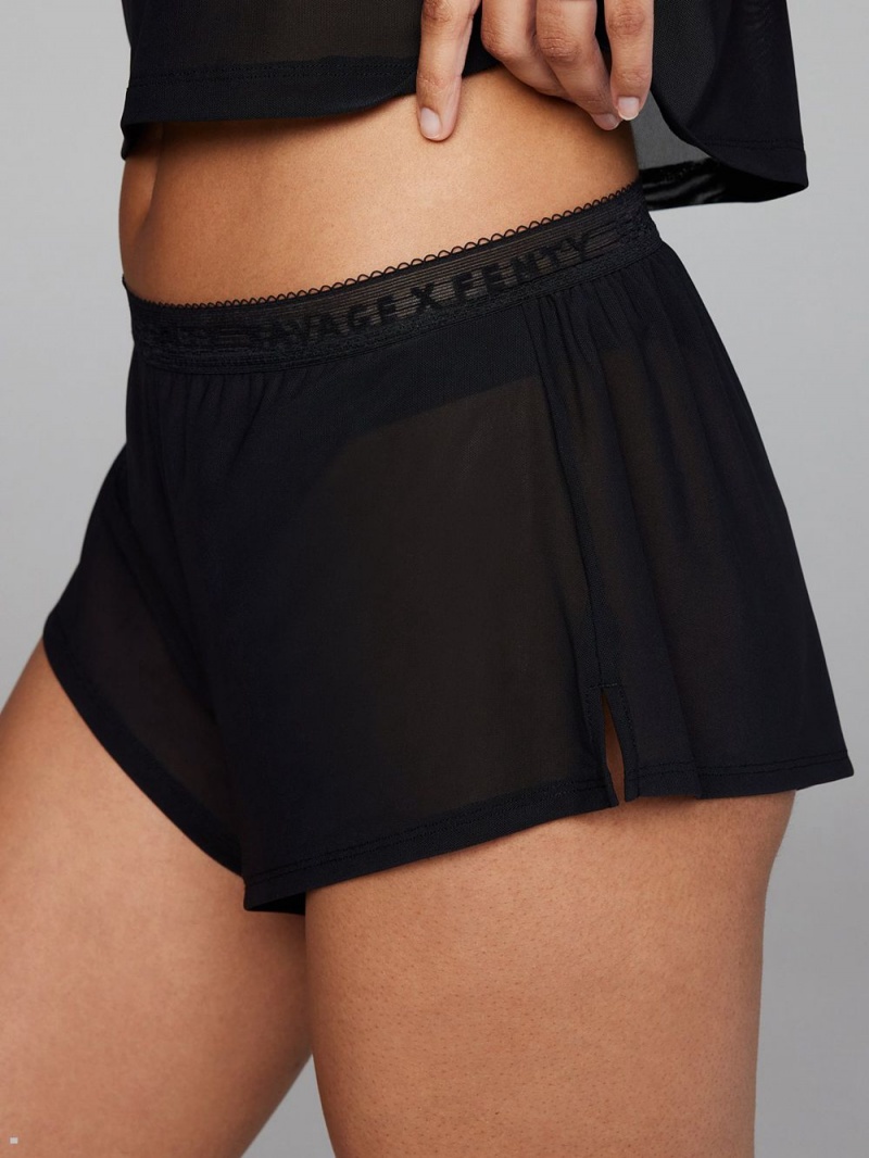 Savage X Fenty Logo-Trim Mesh Sleep Black USA | 491-CRYPIT