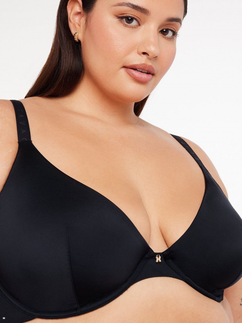 Savage X Fenty New Microfiber Plunge Black USA | 843-WMUVCK