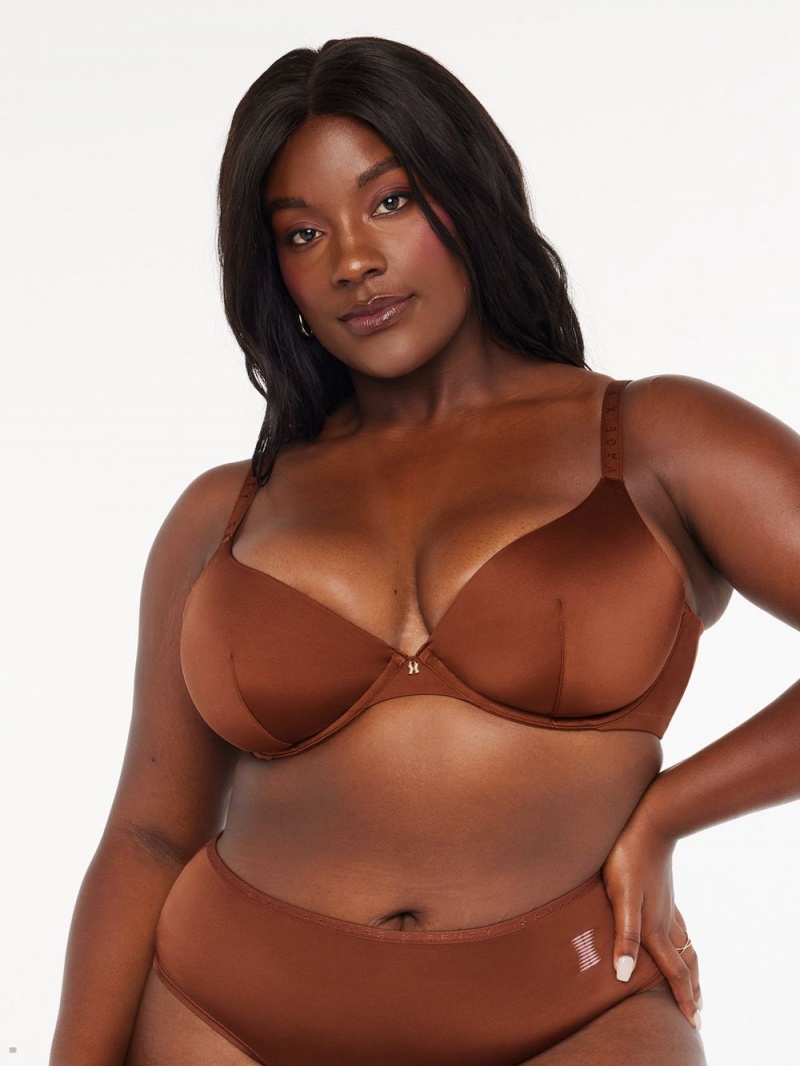 Savage X Fenty New Microfiber Plunge Brown USA | 956-JSPNGX