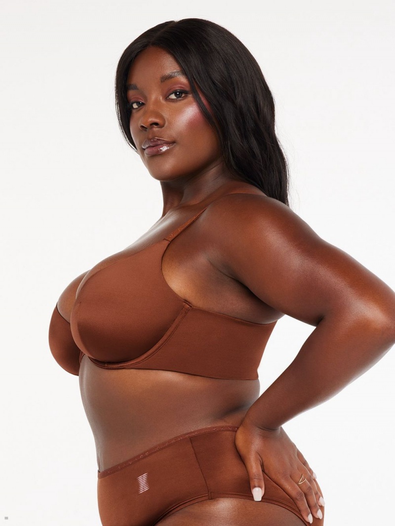 Savage X Fenty New Microfiber Plunge Brown USA | 956-JSPNGX