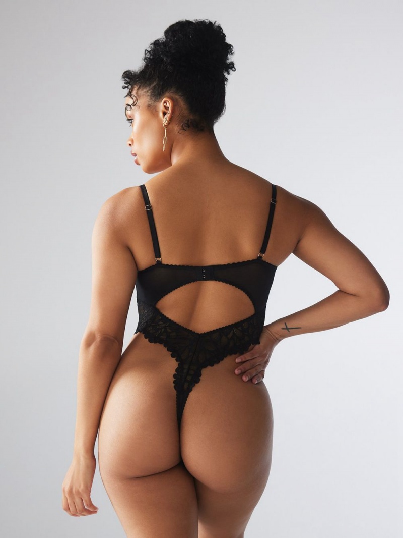 Savage X Fenty Not Sorry Underwire Teddy Black USA | 345-KXFGYZ