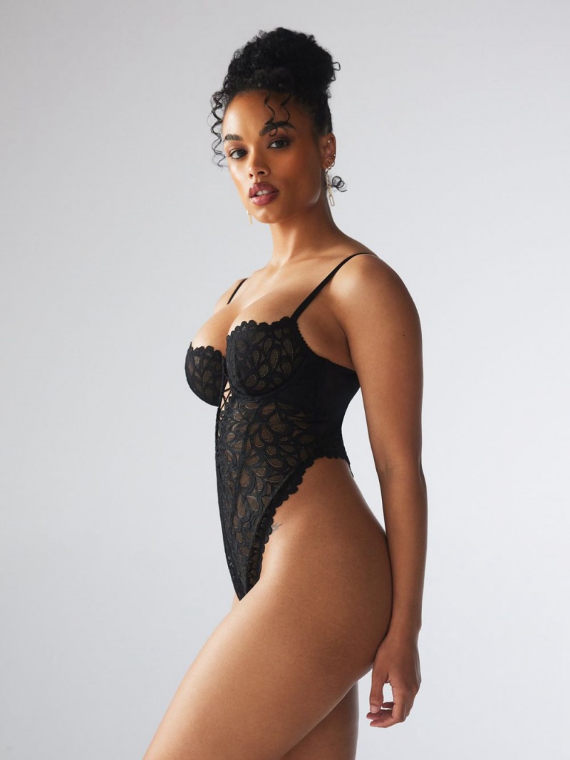 Savage X Fenty Not Sorry Underwire Teddy Black USA | 345-KXFGYZ