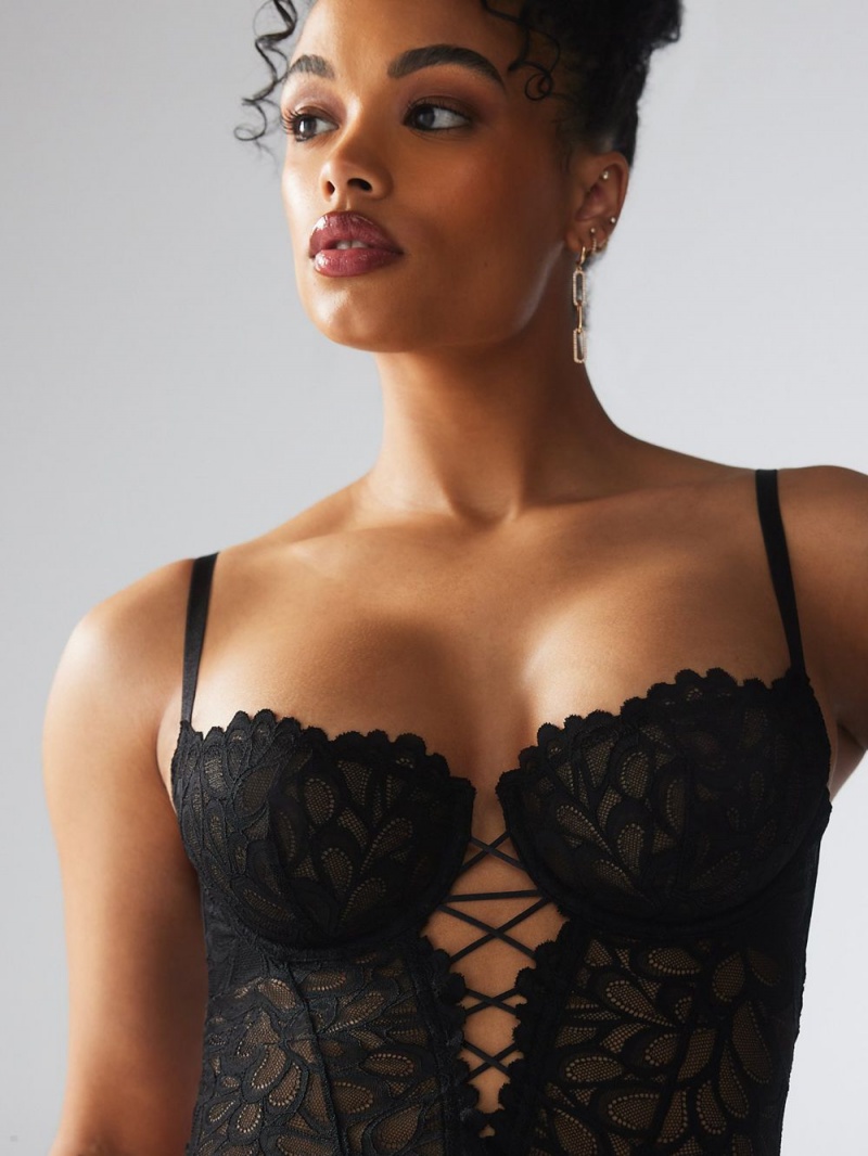 Savage X Fenty Not Sorry Underwire Teddy Black USA | 345-KXFGYZ