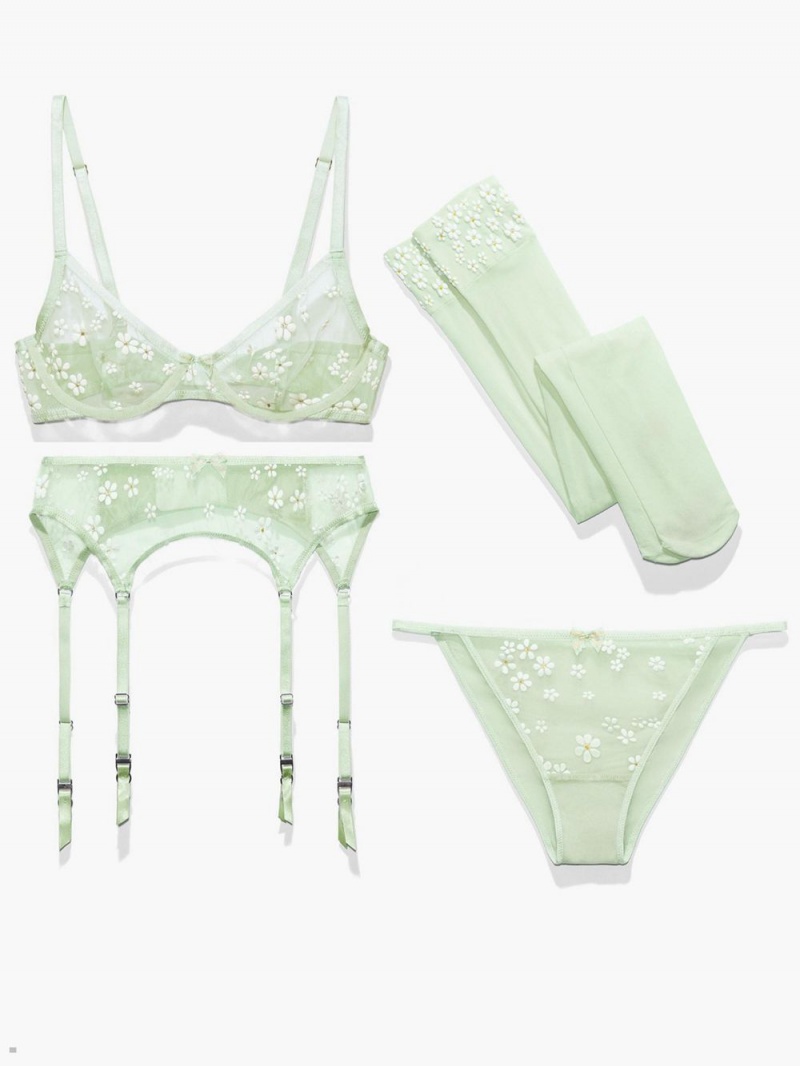 Savage X Fenty Puff Daisy 4-Piece Set Mint USA | 914-TUQLNC