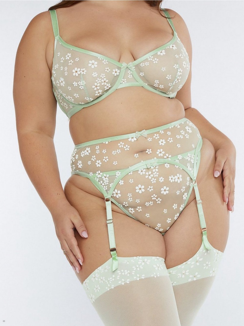 Savage X Fenty Puff Daisy Garter Mint USA | 604-CZNFJR