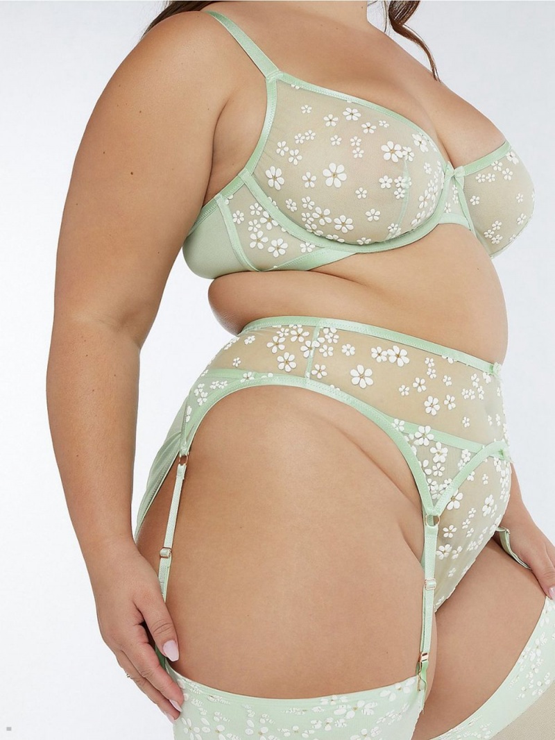 Savage X Fenty Puff Daisy Garter Mint USA | 604-CZNFJR