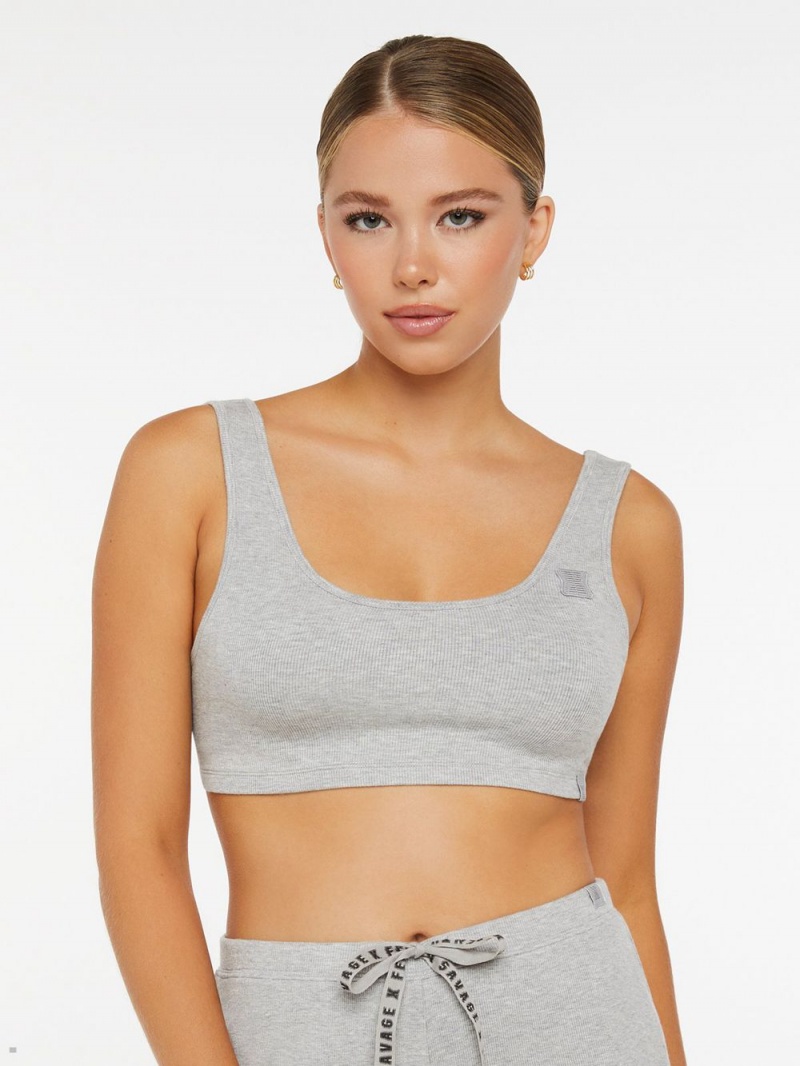 Savage X Fenty Rib Sleep Crop Grey USA | 458-AXIQBG