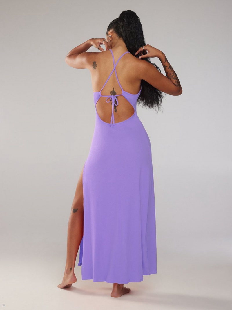 Savage X Fenty Rib Xssentials Maxi Slip Purple USA | 209-BORUXJ