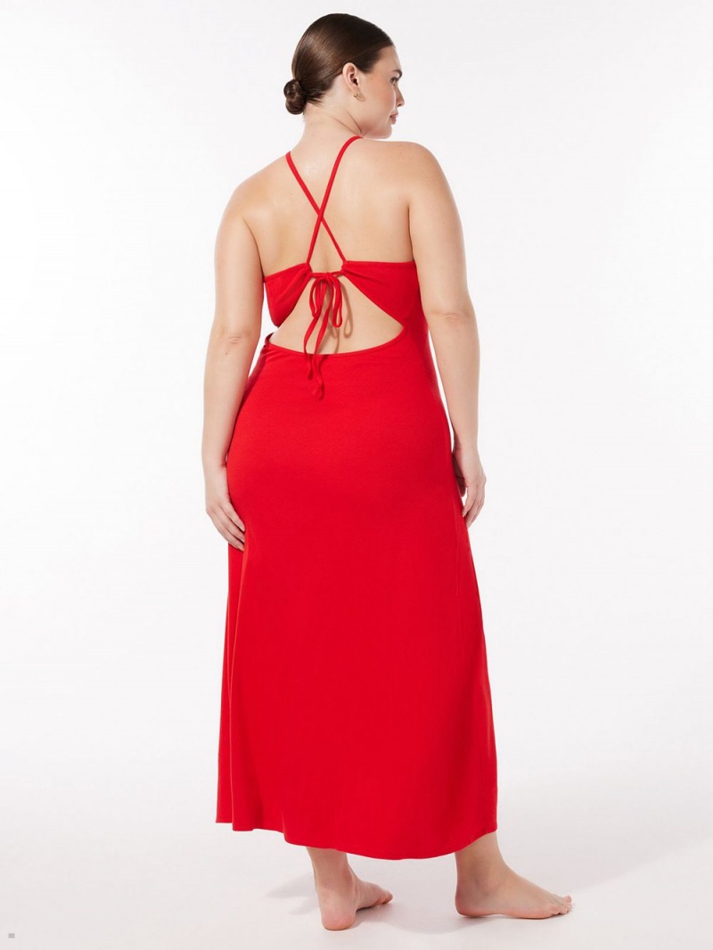 Savage X Fenty Rib Xssentials Maxi Slip Red USA | 623-OJWIHR