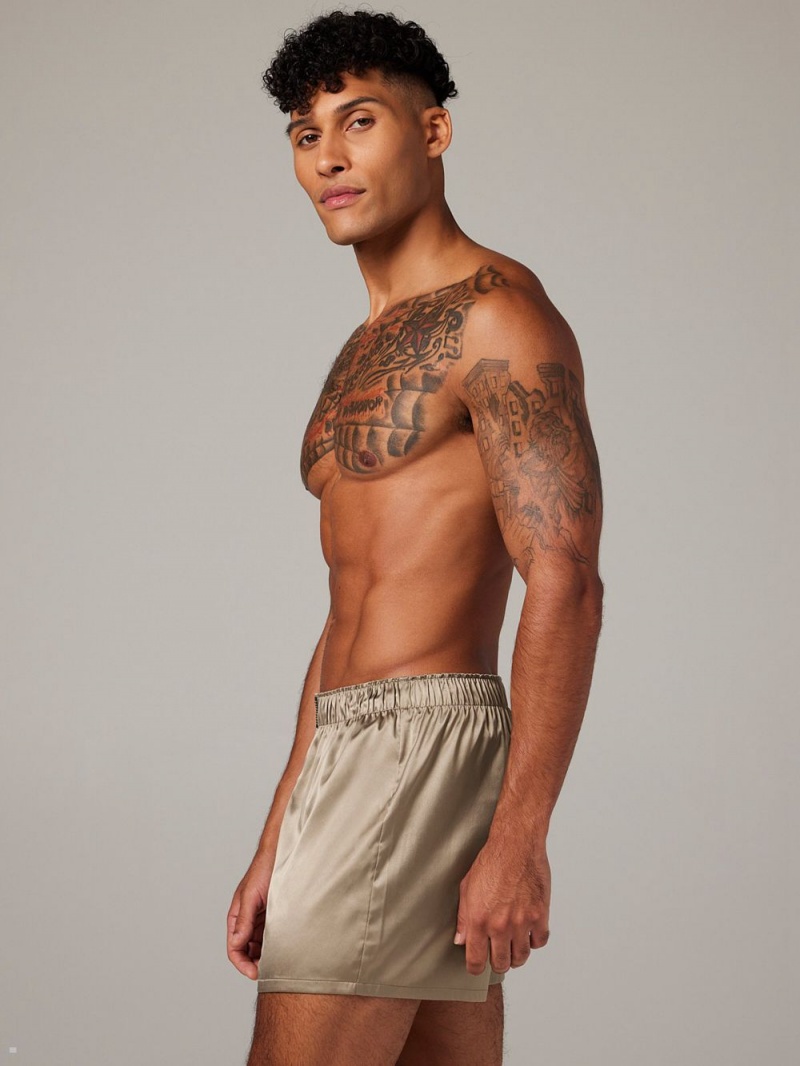 Savage X Fenty Satin Boxers Beige USA | 714-KGBECP