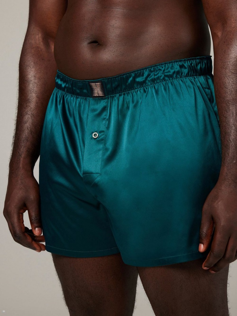 Savage X Fenty Satin Boxers Green USA | 941-RNWMQB