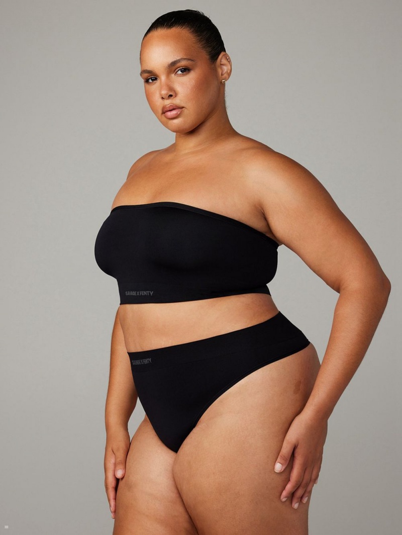 Savage X Fenty Seamless Bandeau Black USA | 165-ZWAHMV