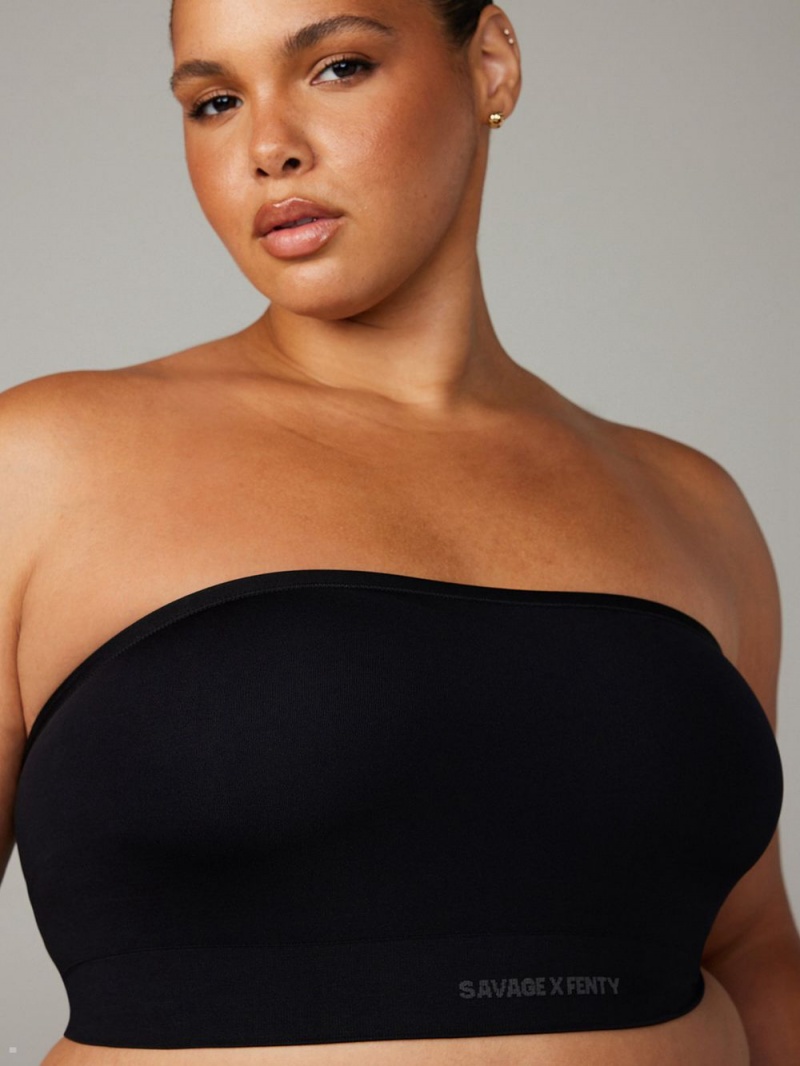 Savage X Fenty Seamless Bandeau Black USA | 165-ZWAHMV