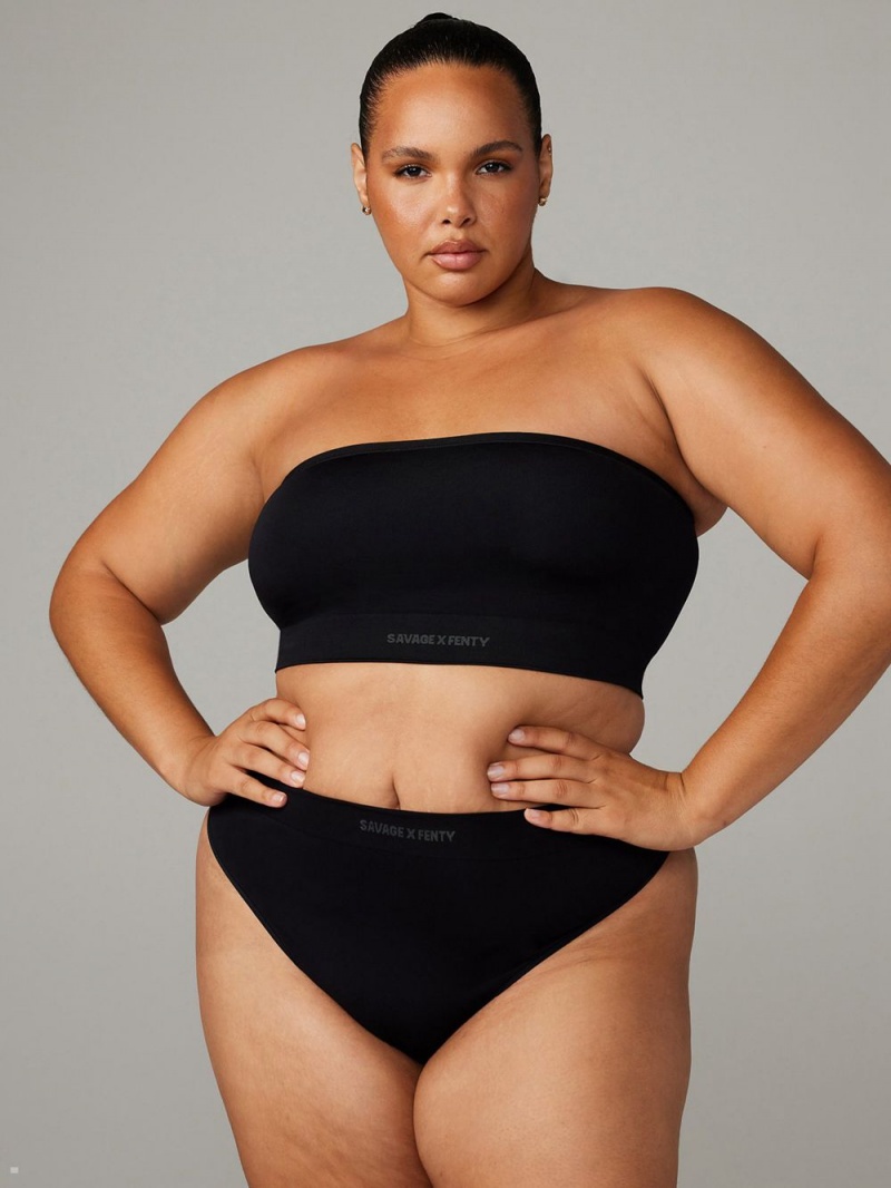 Savage X Fenty Seamless Bandeau Black USA | 165-ZWAHMV