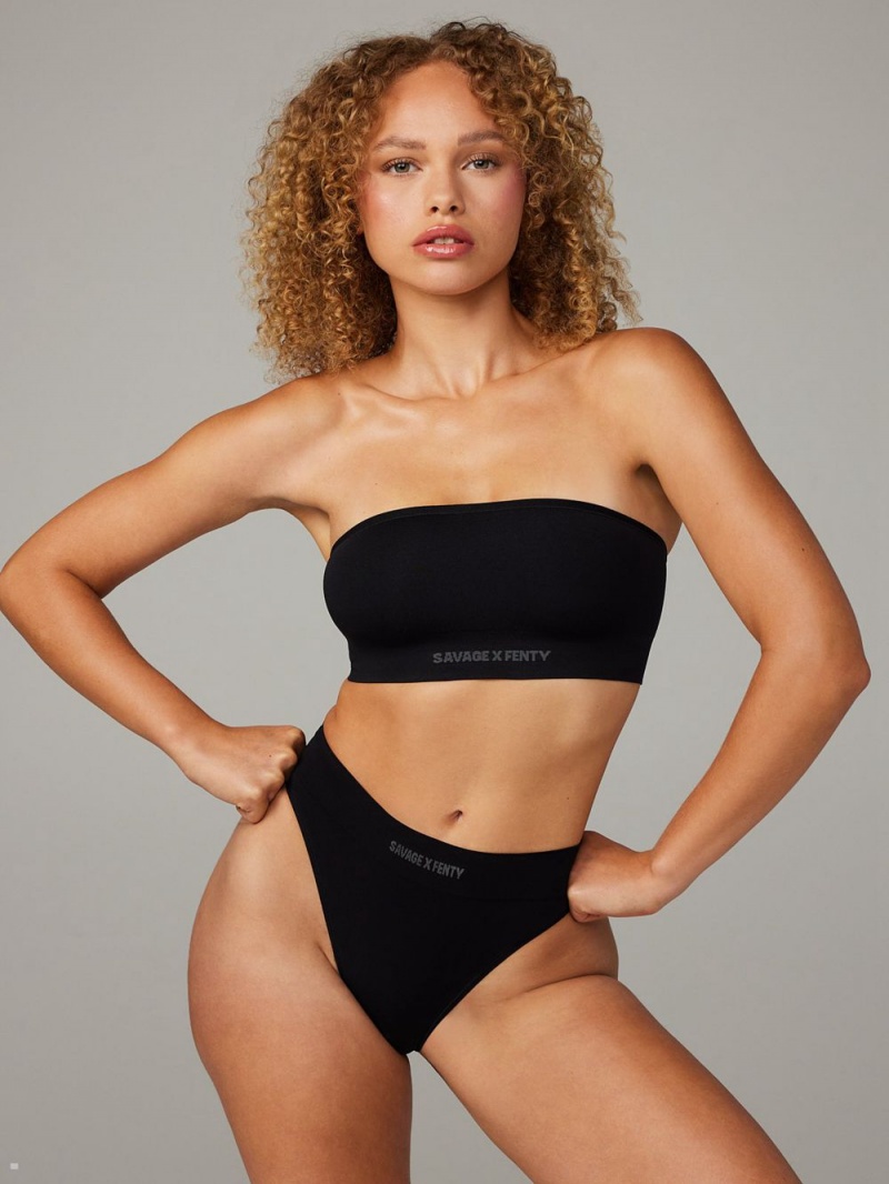 Savage X Fenty Seamless Bandeau Black USA | 906-VXTGFP