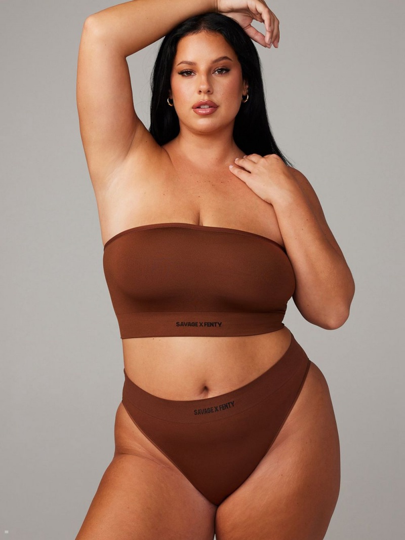 Savage X Fenty Seamless Bandeau Brown USA | 571-KWGCPB