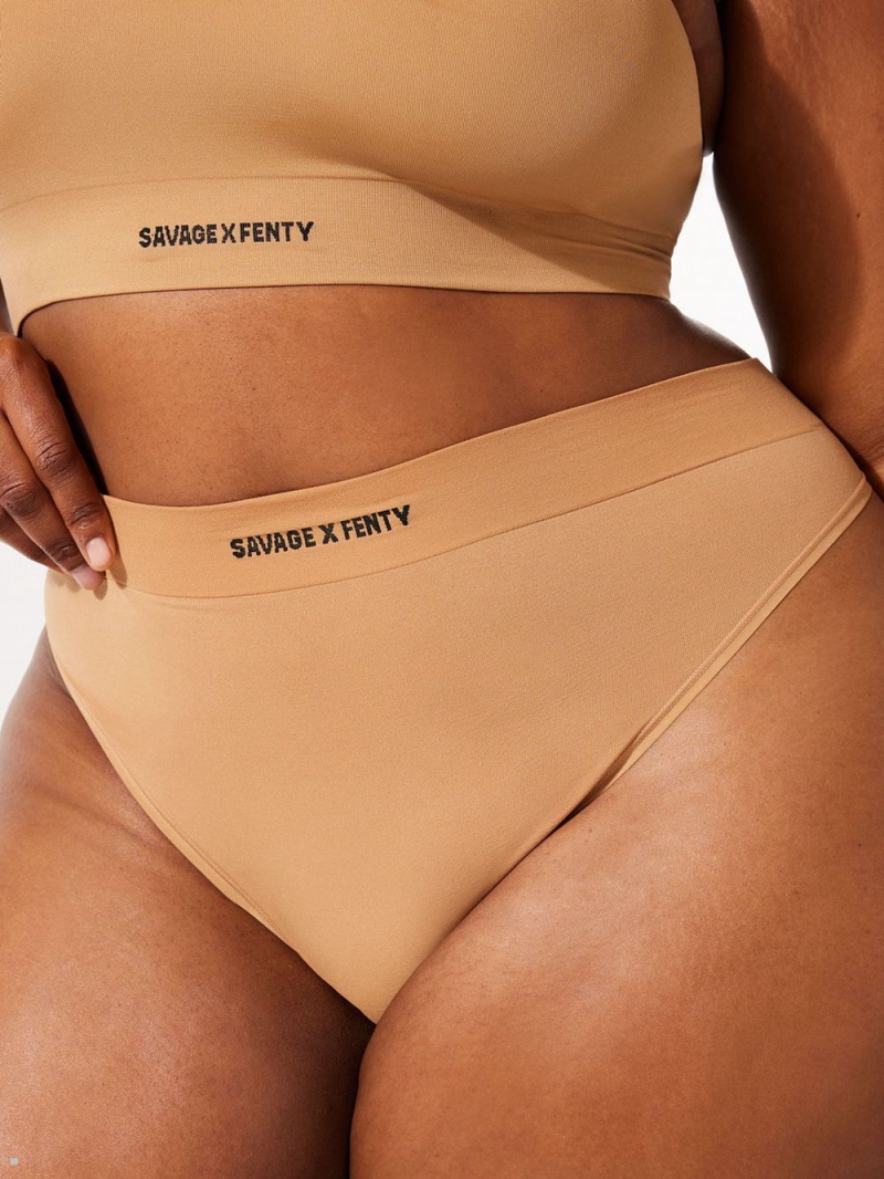 Savage X Fenty Seamless High-Waist Beige USA | 946-ZWPTSX